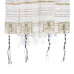 Holy Land Market Messianic Christian Shawl/Tallit - The Messiah Tallit (72 x 22 Inches), All White/Gold, Small