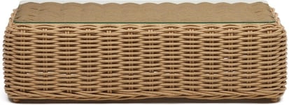 Portlligat, Udendørs sofabord, beige/hvid, H32,5x112x62 cm, syntetisk flet/rattan