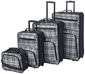 Rockland Luggage 4 Piece Luggage Set, Black Plaid, One Size