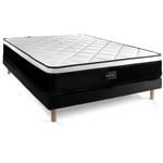 Prestige Literie - Ensemble matelas sommier Suite 140 x 200 cm - Couleur : Noir