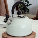 Whistling Kettle Cream Stainless Steel Stovetop Gas Electric Induction Hobs 2.5L