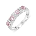 18ct White Gold Pink Sapphire and Diamond Claw Set Ring D