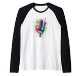 Splash Art Microphone Mic Singer Podcast Host Podcaster Raglan Baseball Tee