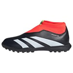 adidas Predator 24 League Laceless Turf Boots Sneaker, Core Black/Cloud White/Solar Red, 5.5 UK Child