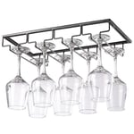 YunNasi Support Verre Suspendu, Porte Verres à Vin en Métal, Rangement Verre Installation sous Meuble, pour Bar, Restaurant, Cuisine (4 Rangs, Noir)