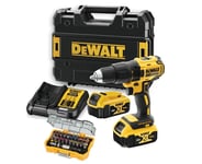 Perceuse visseuse DEWALT 18V XR - 2 batteries 4.0 Ah Li-Ion + chargeur + coffret + Coffret d'embouts - DCD777M2TA