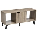 Meuble TV "1 Porte & 2 Niches" 100cm Naturel