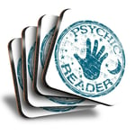 Set of 4 Square Coasters - Psychic Reader  #4171