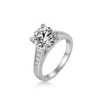 Ubestlove Bague Solitaire Femme Or Blanc 4 Griffes Bague Fiançœilles Duo 2Ct Moissanite Bague Femme 46.5