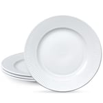 NUTRIUPS 10.5in Dinner Plates, White Ceramic Plates, 27cm Round Plate, Microwave & Dishwasher Safe Dining Serving Dishes, Set of 4