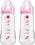 MAM Easy Active Twin Pack Baby Bottle with Fast Flow MAM Teats Size 3 Pink