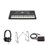 Yamaha PSR-E473 Portable Versatile Digital Keyboard bundled with HPH-150 Headphones, L-2C Keyboard Stand, and sustain Pedal