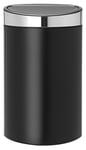 Brabantia 114847 Touch Bin Poubelle avec Seau intérieur Acier Inoxydable Noir Mat 43,5 x 30,2 x 72,7 cm