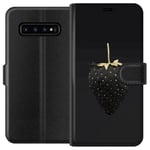 Samsung Galaxy S10 Sort Lommebokdeksel Exklusiv Jordgubbe