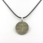 Collier pièce de monnaie Luxembourg 1 franc - Charlotte Cordon noir.