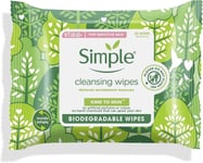 Simple Kind to Skin Biodegradable Cleansing 20 Wipes  Pack of 6 -120 Total Wipes