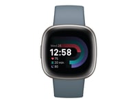 Fitbit Versa 4 - 40 mm - platina - smart klocka med band - waterfall blue - bandstorlek: S/L - NFC, Bluetooth