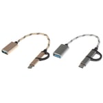 2 In 1 Usb 3.0 Otg Adapter Cable For Samsung Nylon Braid Micro U Gray