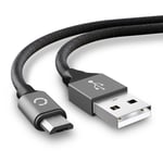 Câble Micro USB de 2m pour JBL Flip 2, 3, 4 / Charge 1,2,3 / Pulse 1,2,3 / Go 1,2 / Clip 1,2 / Link 10 transfert de données et charge 2A gris en Nyl