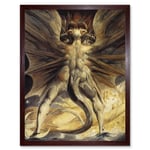 William Blake 1805 Watercolour Painting The Great Red Dragon and Woman Clothed with the Sun Art Print Framed Poster Wall Decor 12x16 inch