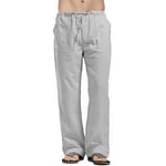 Mens Summer Beach Loose Cotton Linen Pants Yoga Drawstring Elasticated Trousers