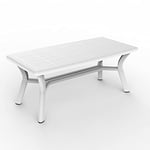 resol grupo Orquidea 180x90 Table de Jardin extérieure rectangulaire, Plastique, Blanche, 180 x 90 x 74 cm