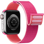 Yoohoo Nylon Straps Compatible with Apple Watch Straps 38mm 40mm 41mm 42mm(Series 10) Women Men,Upgraded Soft Nylon Strap Replacement Watch Bands for iWatch Series 10 9 8 7 6 5 4 3 2 1 SE/Shock Pink