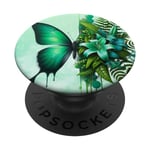 Floral Butterflies Flower Phone Grip Pop Out Green Butterfly PopSockets PopGrip Adhésif