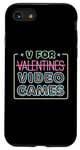 Coque pour iPhone SE (2020) / 7 / 8 V est pour les jeux vidéo, la Saint-Valentin, Funny Gamer, pour hommes et garçons