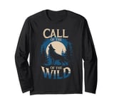 Call of the Wild Howling Wolf Under Full Moon Long Sleeve T-Shirt