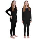 INNERSY sous-vêtements Thermiques Fille Noir Ensemble de sous Pull Thermique Enfant et Legging Hiver (10-12 Ans, Noir X 1)