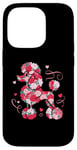 iPhone 14 Pro Cute Love Heart Roses Patten Valentines Day Poodle Case