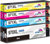 KINGWAY 970XL 971XL Cartouches d'encre Compatibles avec HP 970XL 970 971XL 971 Cartouches d'encre de Rechange pour HP Officejet Pro X476dw X576dw X451dw X551dw (Noir Cyan Magenta Jaune,4 Pack)