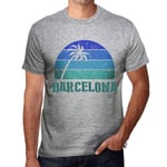 Homme Tee-Shirt Palmier Plage Coucher De Soleil À Barcelone - Palm, Beach, Sunset In Barcelona - T-Shirt Graphique Éco-Responsable Vintage Cadeau Nouveauté