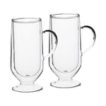 La Cafeti�re 2 Double-Wall Cappuccino Glassware Set with Curves and Fluted Rim