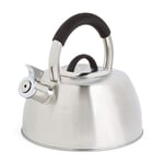VonShef Whistling Stove Top Kettle – Induction Safe, Stainless Steel with Silver Finish, Suitable for All Hob/Stove Types - 2.5 Litre