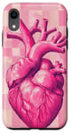 Coque pour iPhone XR Rose Pop Art Anatomique Coeur Carreaux