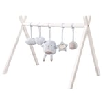 roba Arche de jeu pour bébé en bois – Baby Gym & Montessorie Jouet avec pendentif roba Style – Centre d'activité et trapèze de jeu à partir de 3 mois – Bleu clair