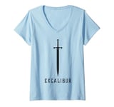 Womens Excalibur The Legendary Sword in the Stone of King Arthur V-Neck T-Shirt