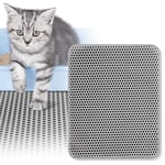 Cat Litter Mat, 60 x 45cm Litter Tray Mat Double Layer Honeycomb Cat Litter Mat Litter Trapping Mat Large Waterproof Cat Litter Cather Box Mats Indoor, Grey