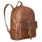 STILORD 'Eloma' Vintage Sac à Dos en Cuir Grand Brun pour Femmes Hommes Moderne Business Daypack de Voyage Laptop Backpack 13,3 Pouces Véritable Cuir, Couleur:Mocca - Marron foncé