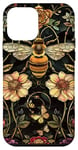 Coque pour iPhone 12 mini Beau motif abeilles et fleurs noires