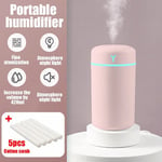 Mini humidificateur d'air silencieux portable,diffuseur d'huile aromatique,supporter ficateur de charge USB,brume fraîche,maison et voiture,420 ml - Type Pink and filter