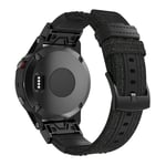 Garmin Fenix 5 / Plus aito nahkainen ranneke - Musta