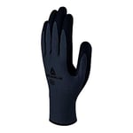 Delta Plus VE728NO09 Polyester/Acrylic Fine Knitted Gloves, Nitrile Foam Coating on Palm and Pimples, Grey/Black, 09, 1 Pair