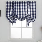 MAZS Plaid Print Blinds Short Window Curtain with Hole Adjustable Blinds Blackout Drapes for Room Kitchen