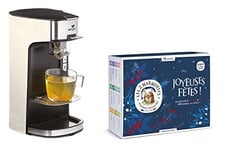 Senya SYPK-011C Set Machine à thé, théière électrique Creme Tea Time & Le Coffret Découverte Comprenant 72 sachets-Les 2 Marmottes, Plastique, 550 milliliters, Noire