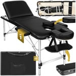 TecTake® Table de Massage Pliante Professionnelle 3 Zones Aluminium Cosmetique Lit de Massage Table Esthetique Tatouage Portable avec Repose Bras, Housse de Transport Incluse