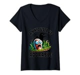 Womens Anxious but Adorable Escape Cartoon Funny Worm Bird V-Neck T-Shirt