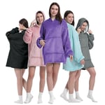 K-MART Oversized Blanket Hoodie for Men & Women,Thick Flannel Blanket with Sleeves and Giant Pocket Super Soft Warm Cozy Wearable Sweatshirt Hoodie for Adults